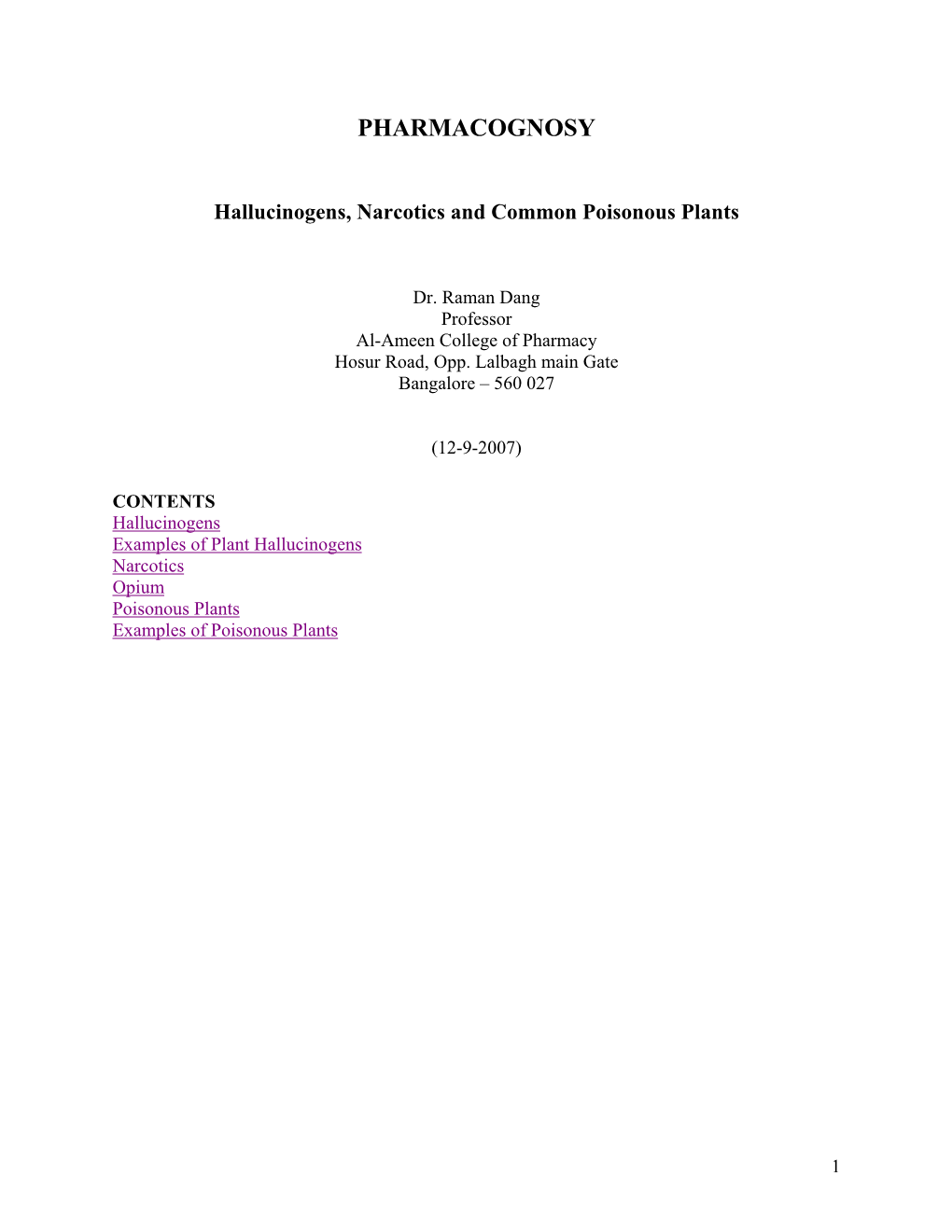 Pharmacognosy