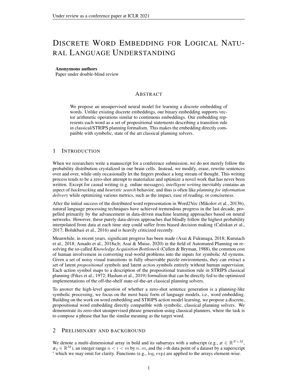 Discrete Word Embedding for Logical Natural Language Understanding