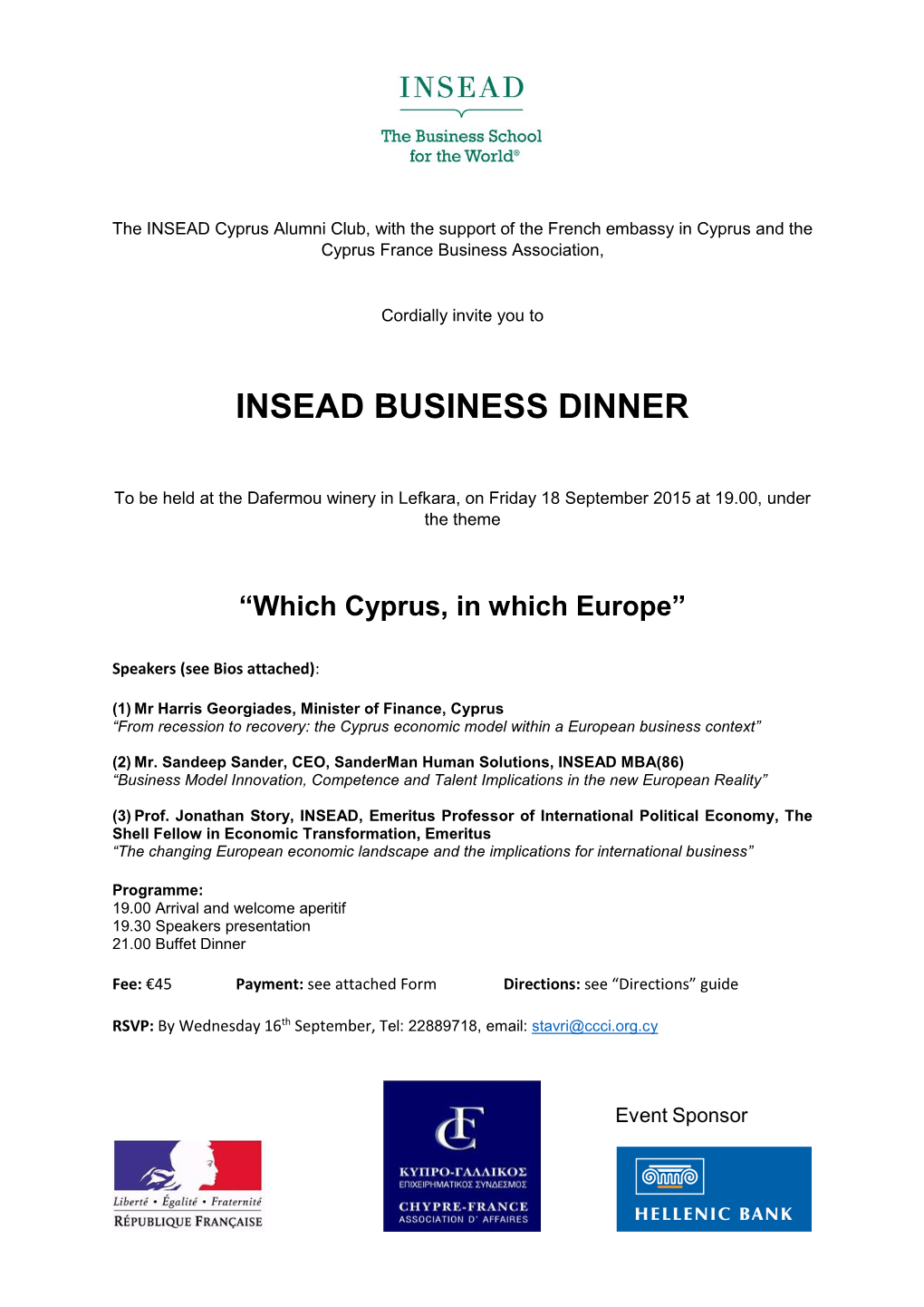 Insead Business Dinner