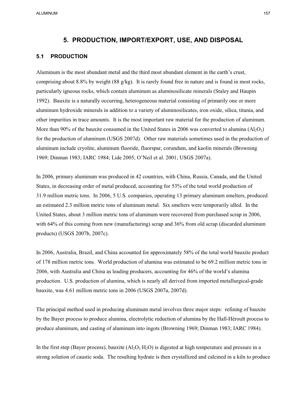 Toxicological Profile for Aluminum