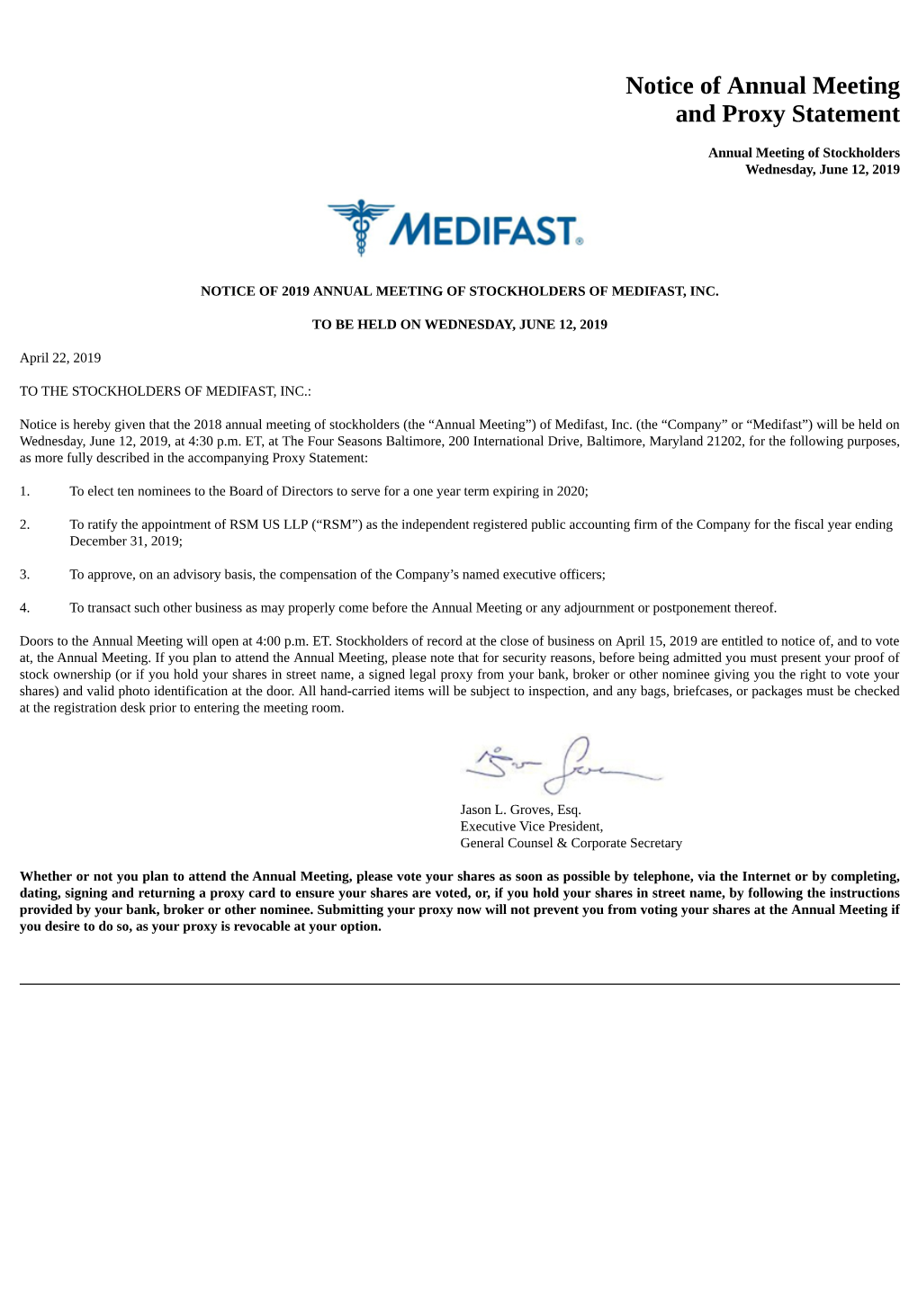 Notice of Annual Meeting and Proxy Statement