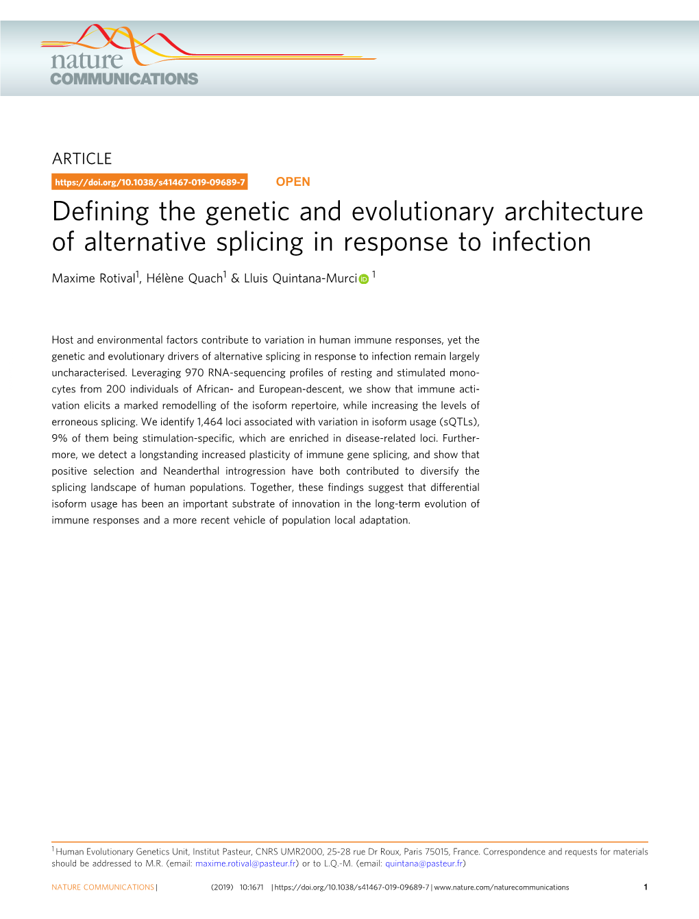 Defining the Genetic and Evolutionary Architecture of Alternative Splicing in Response to Infection