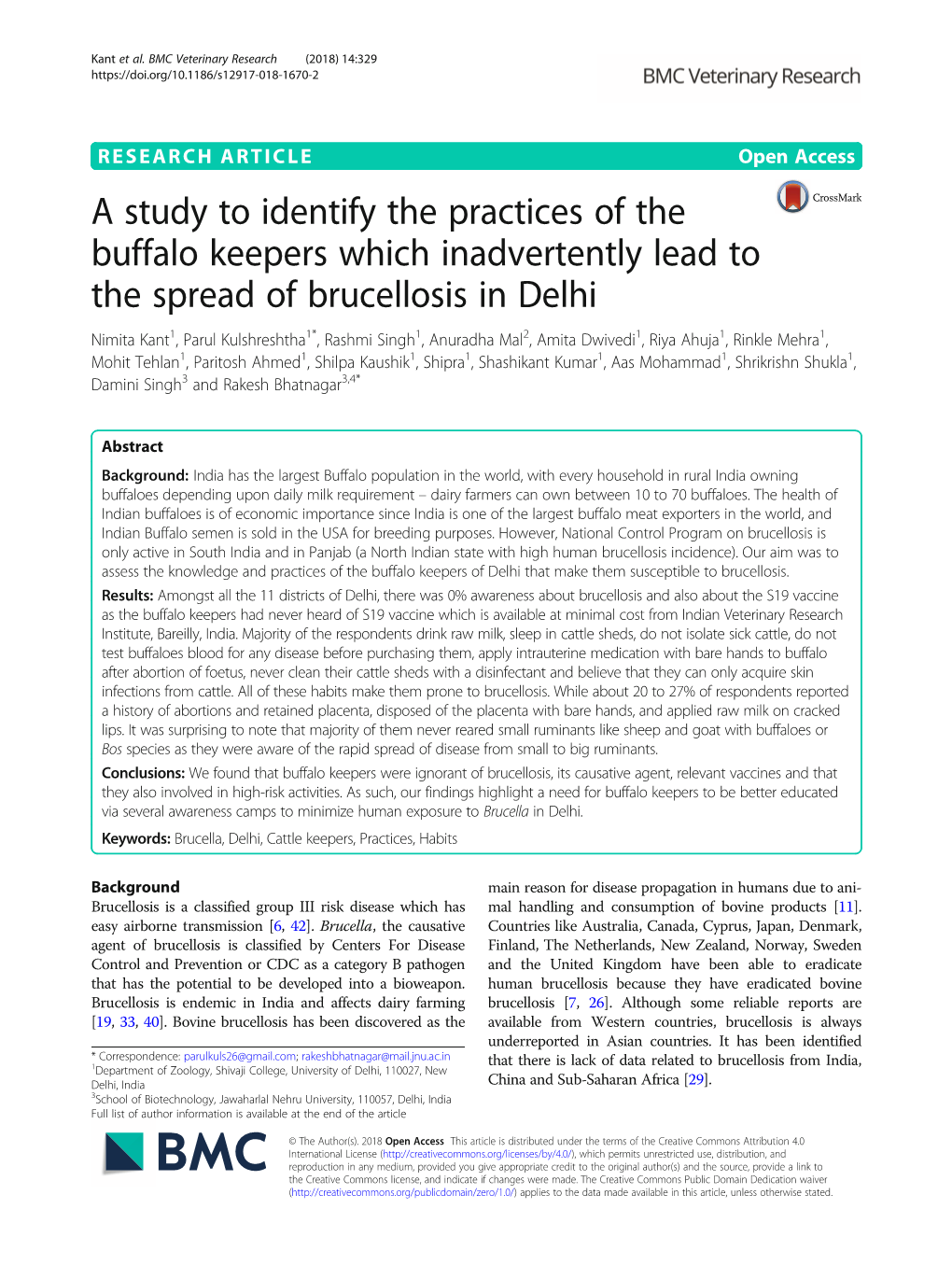 A Study to Identify the Practices of the Buffalo Keepers Which Inadvertently