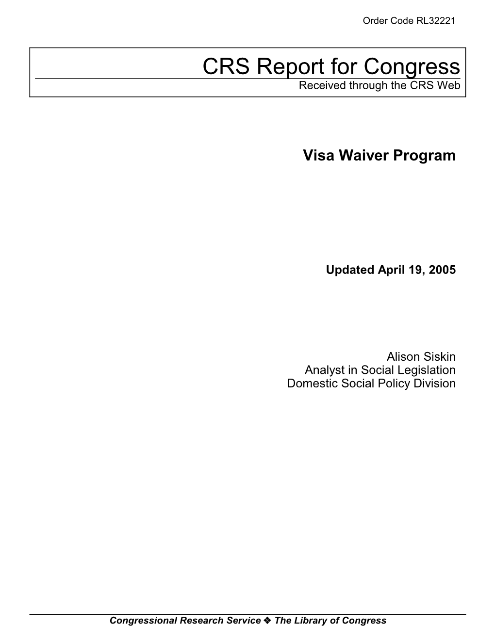 Visa Waiver Program