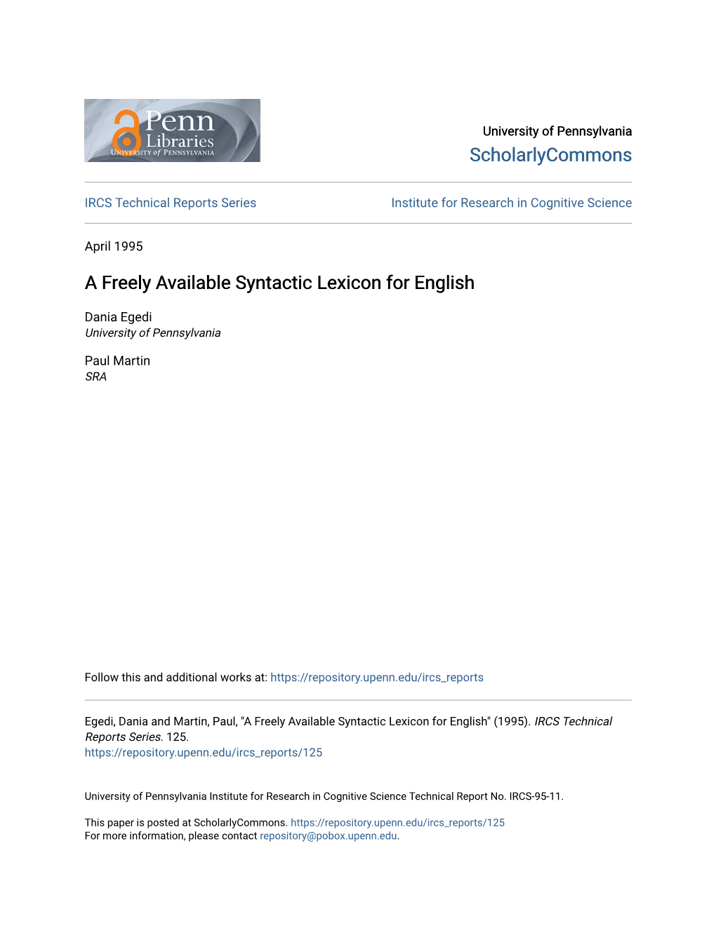 A Freely Available Syntactic Lexicon for English