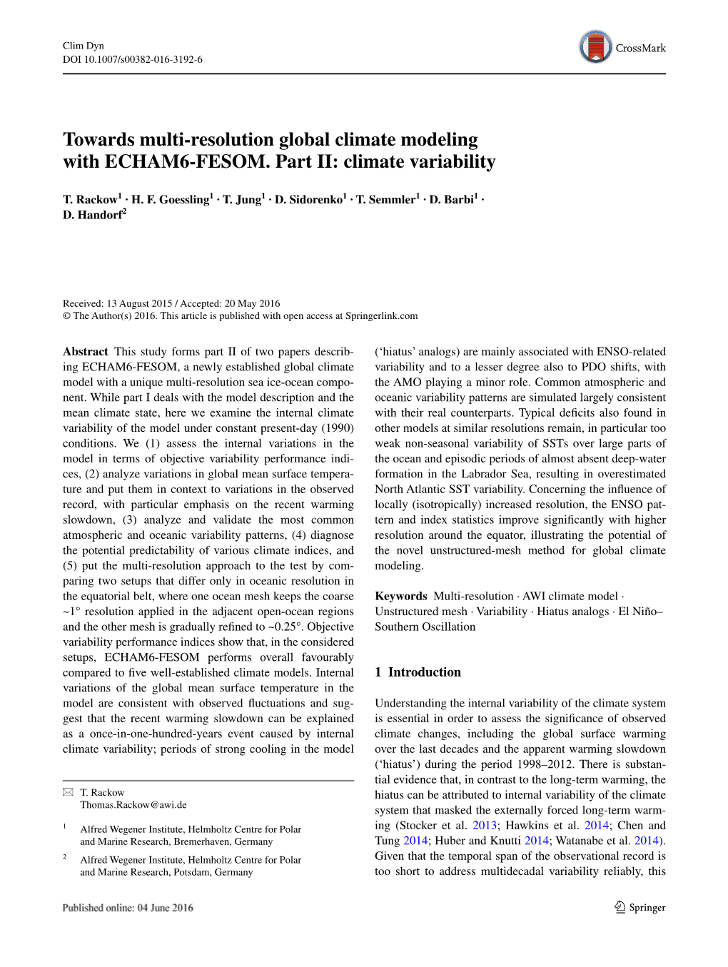 Towards Multi-Resolution Global Climate Modeling with ECHAM6