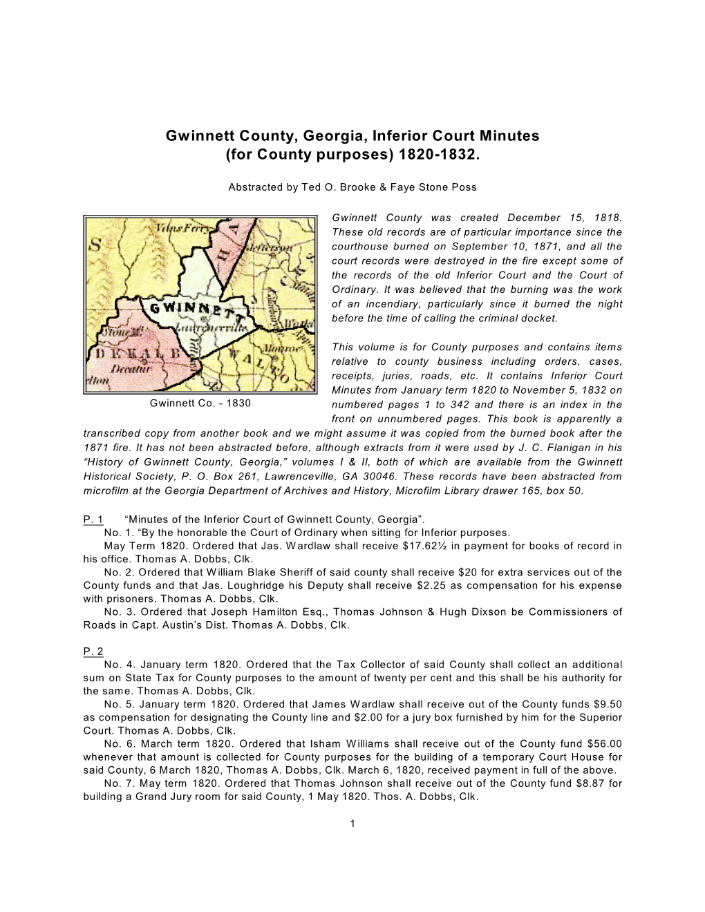 Gwinnett County Georgia Inferior Court Minutes