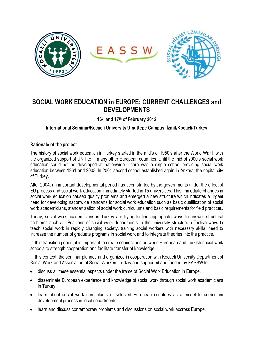 SOCIAL WORK EDUCATION in EUROPE