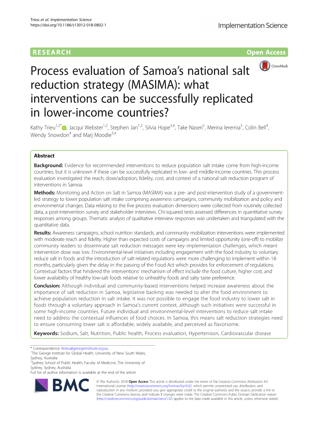 Process Evaluation of Samoa's National