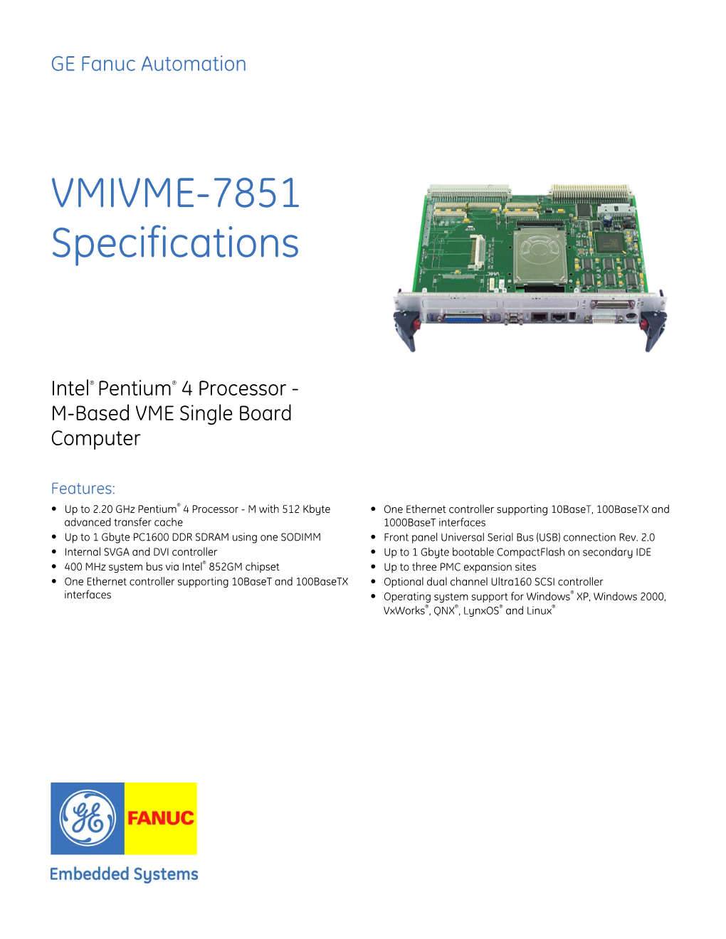 VMIVME-7851 Specifications