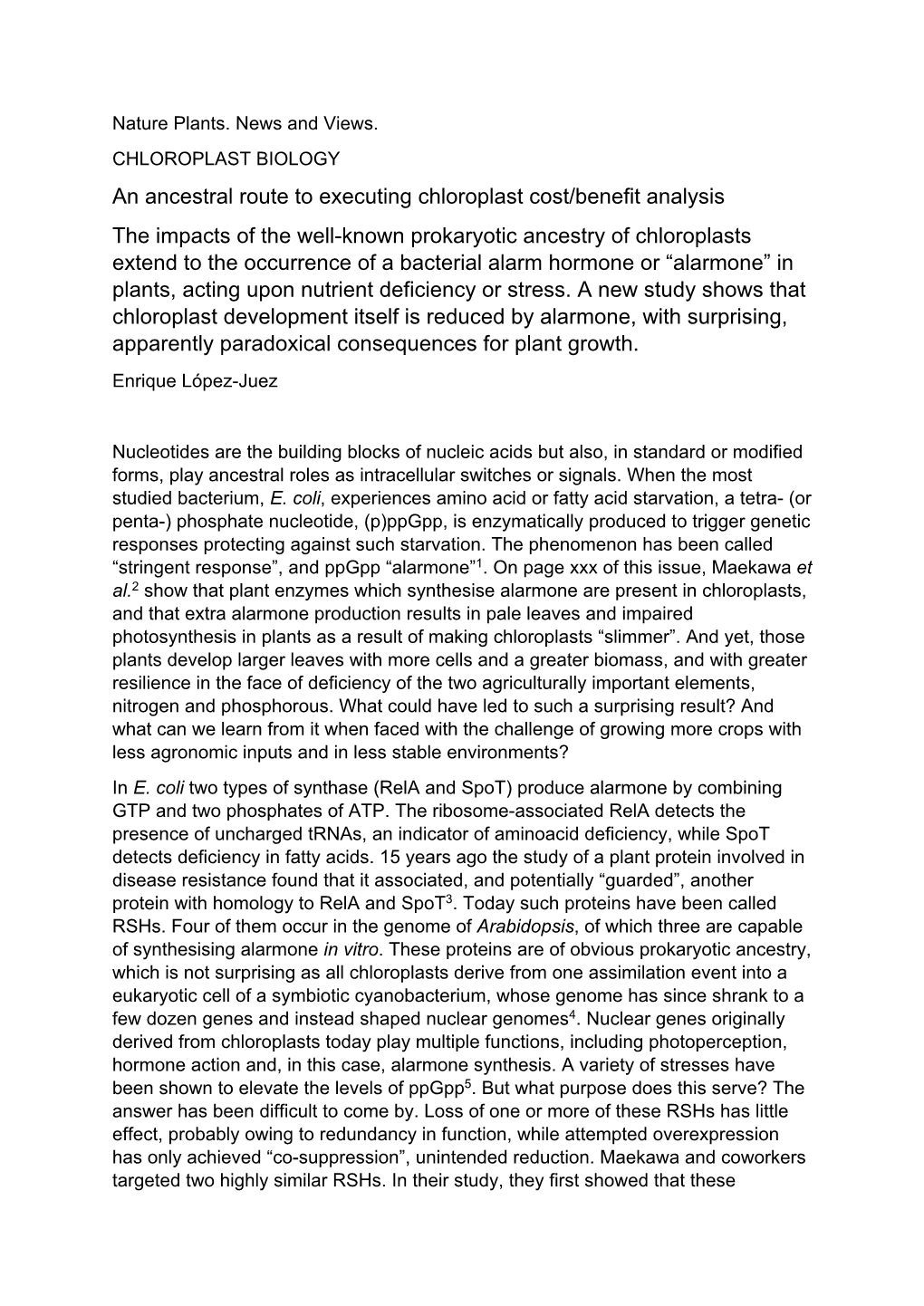 An Ancestral Route to Executing Chloroplast Cost/Benefit Analysis