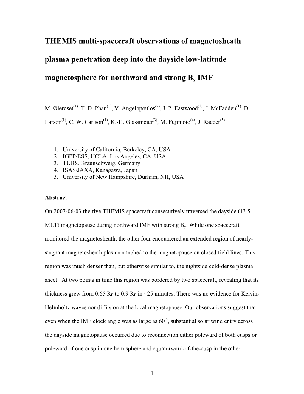 Multi-Spacecraft THEMIS Observations of Magnetosheath Plasma