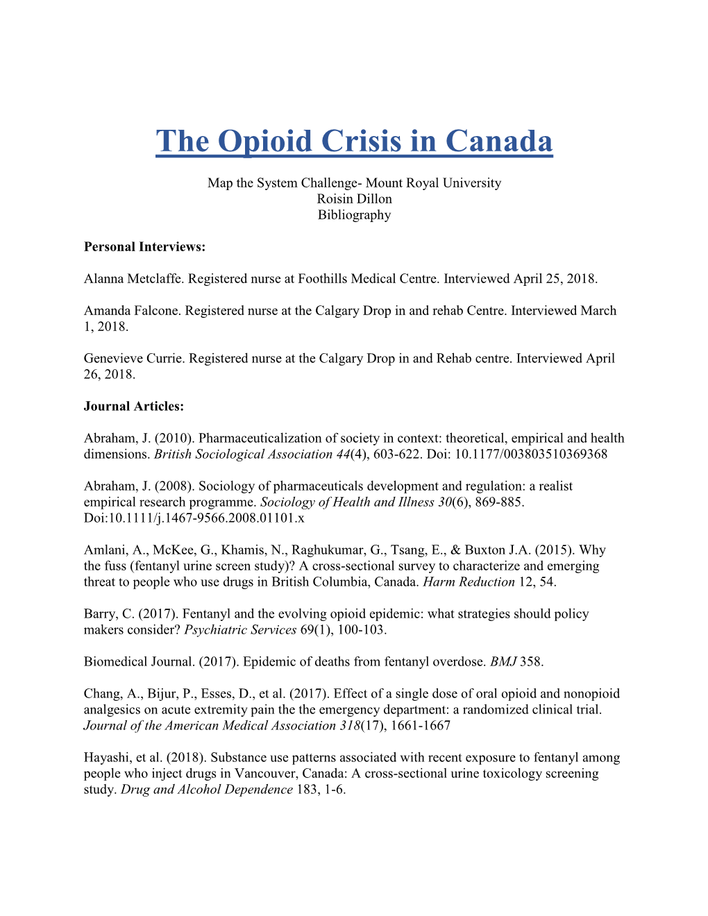 The Opioid Crisis in Canada