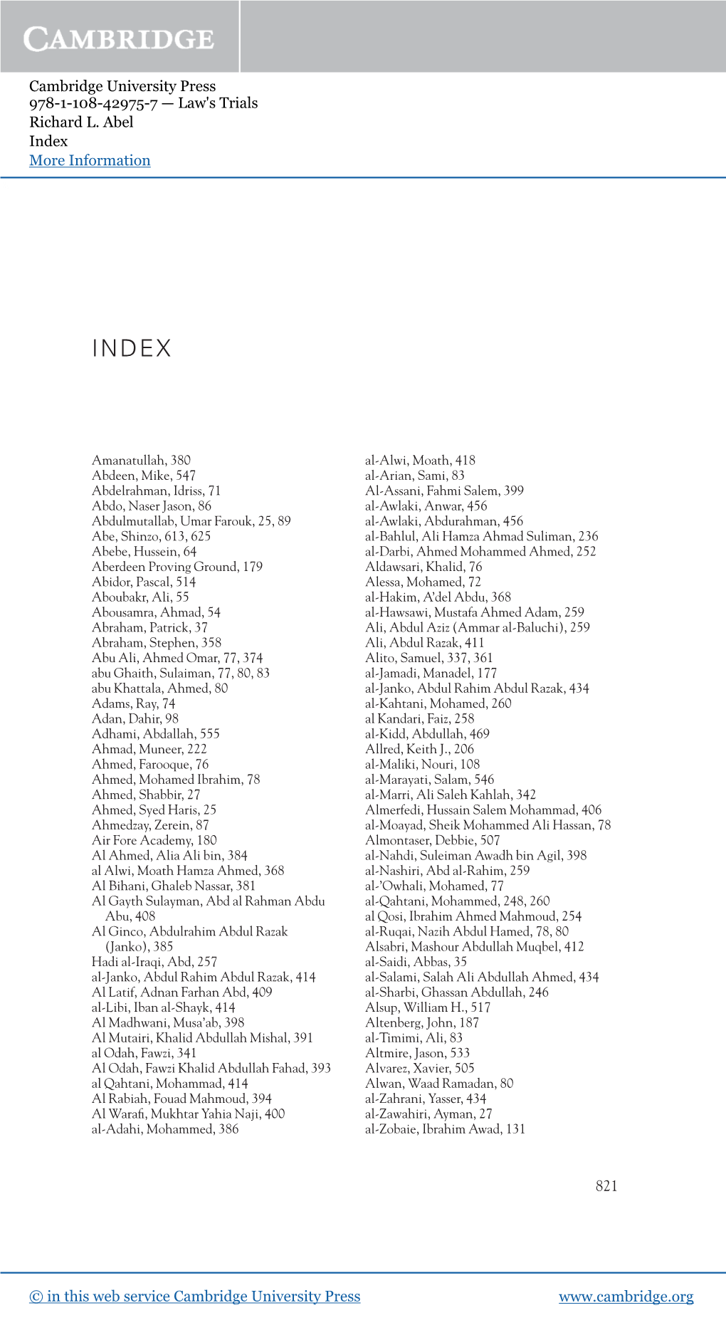 Law's Trials Richard L. Abel Index More Information