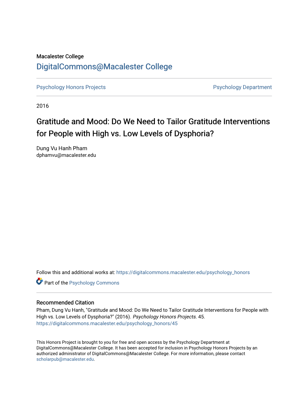 Gratitude and Mood: Do We Need to Tailor Gratitude Interventions for People with High Vs