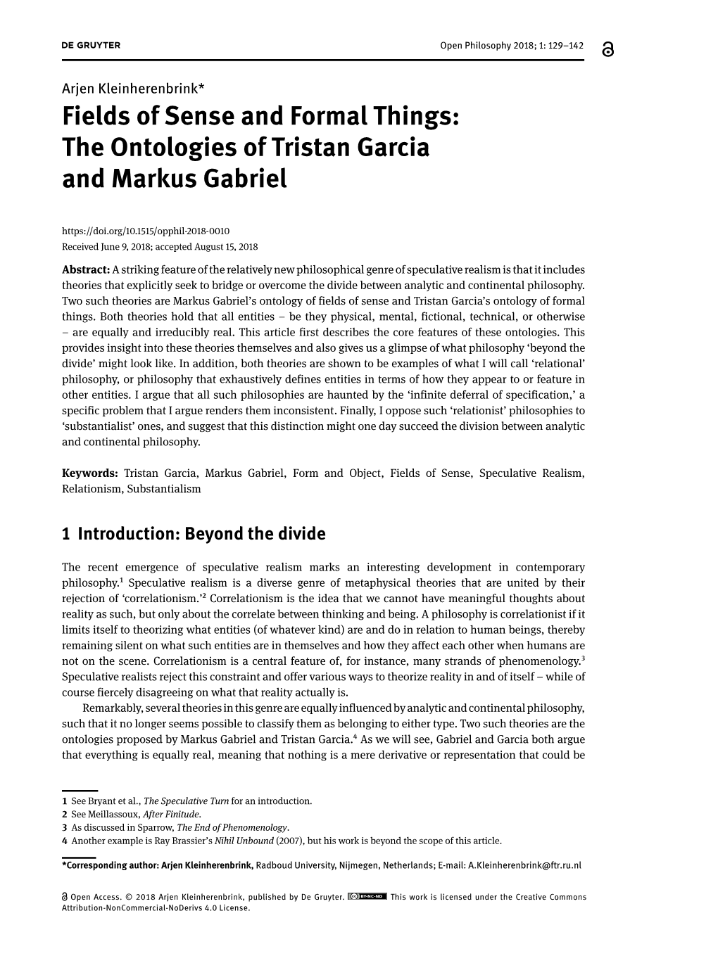 The Ontologies of Tristan Garcia and Markus Gabriel