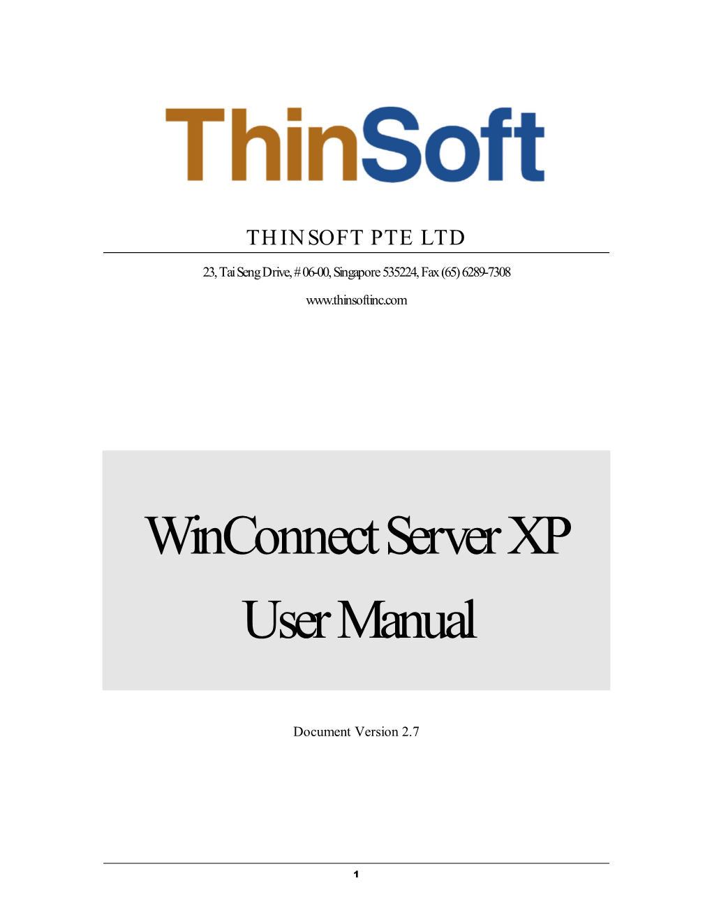 Winconnectserver XP User Manual