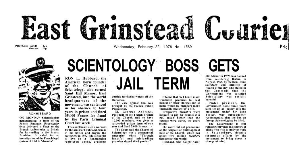Scientology Boss Gets Jail Term