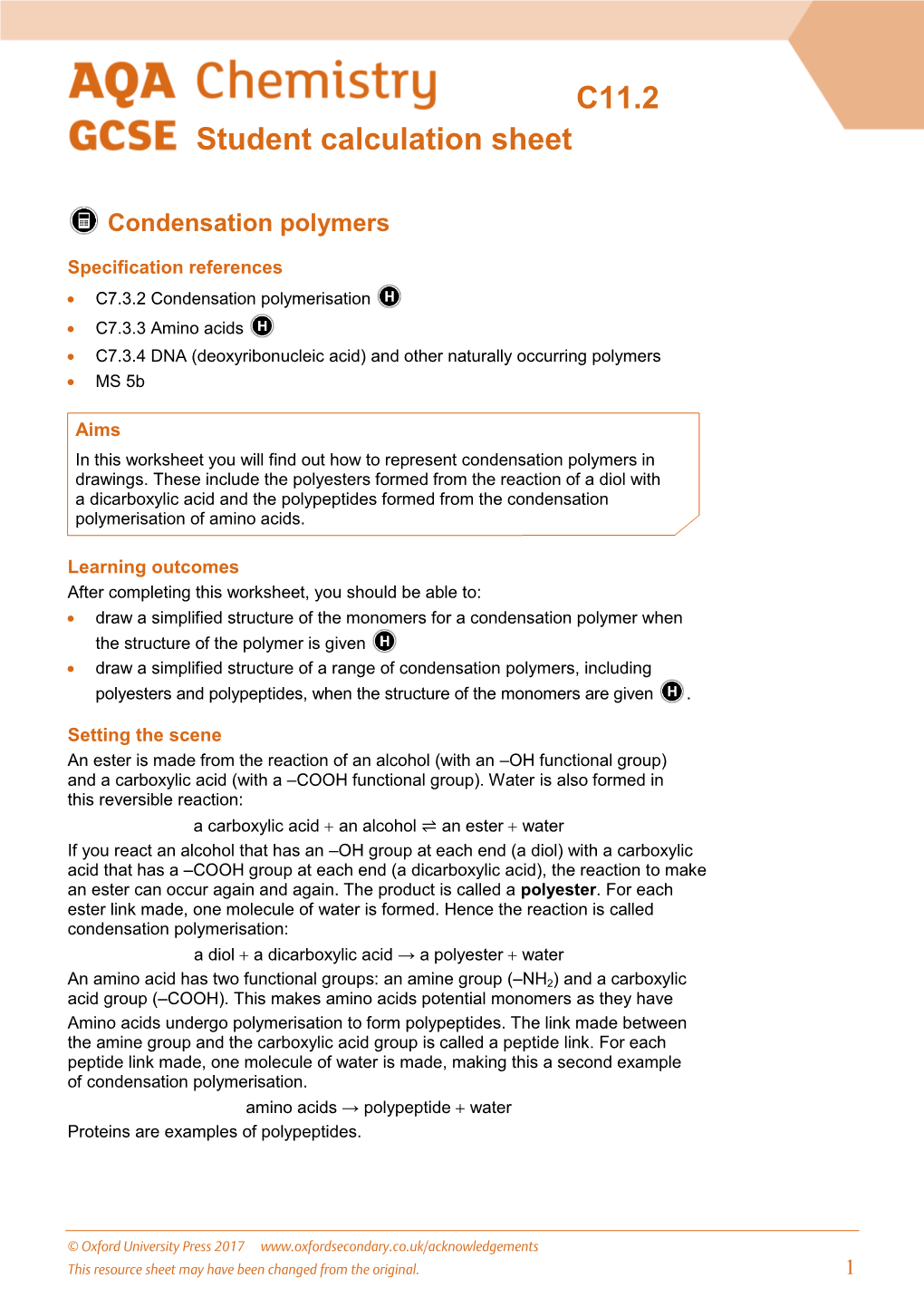 Condensation Polymers