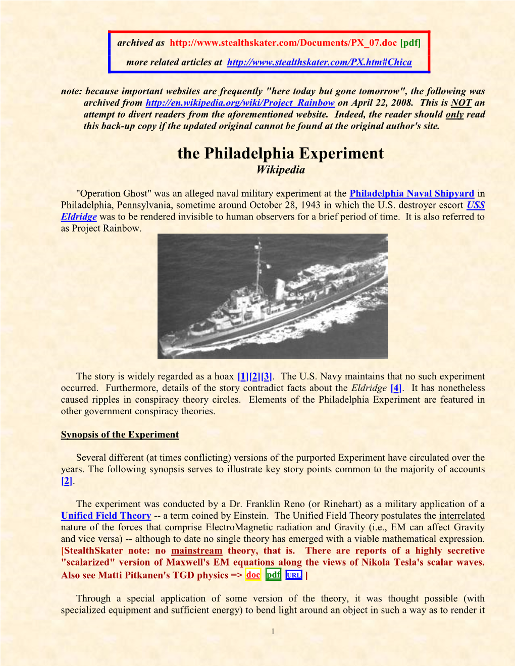 The Philadelphia Experiment Wikipedia