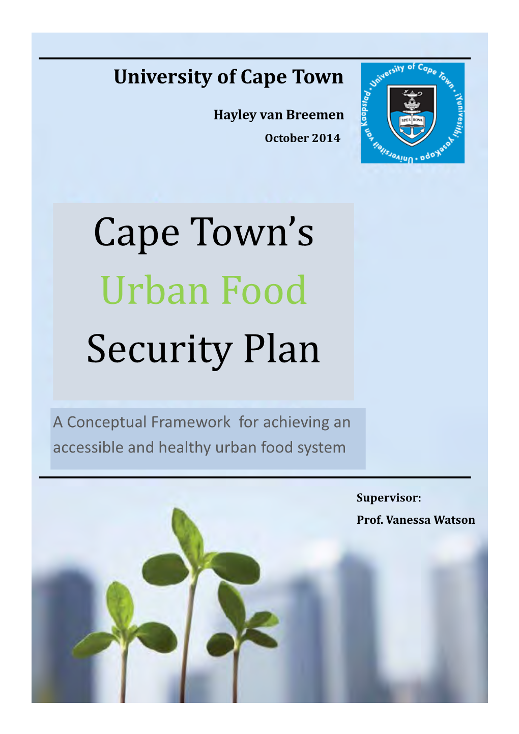 Cape Town's Urban Food Security Plan