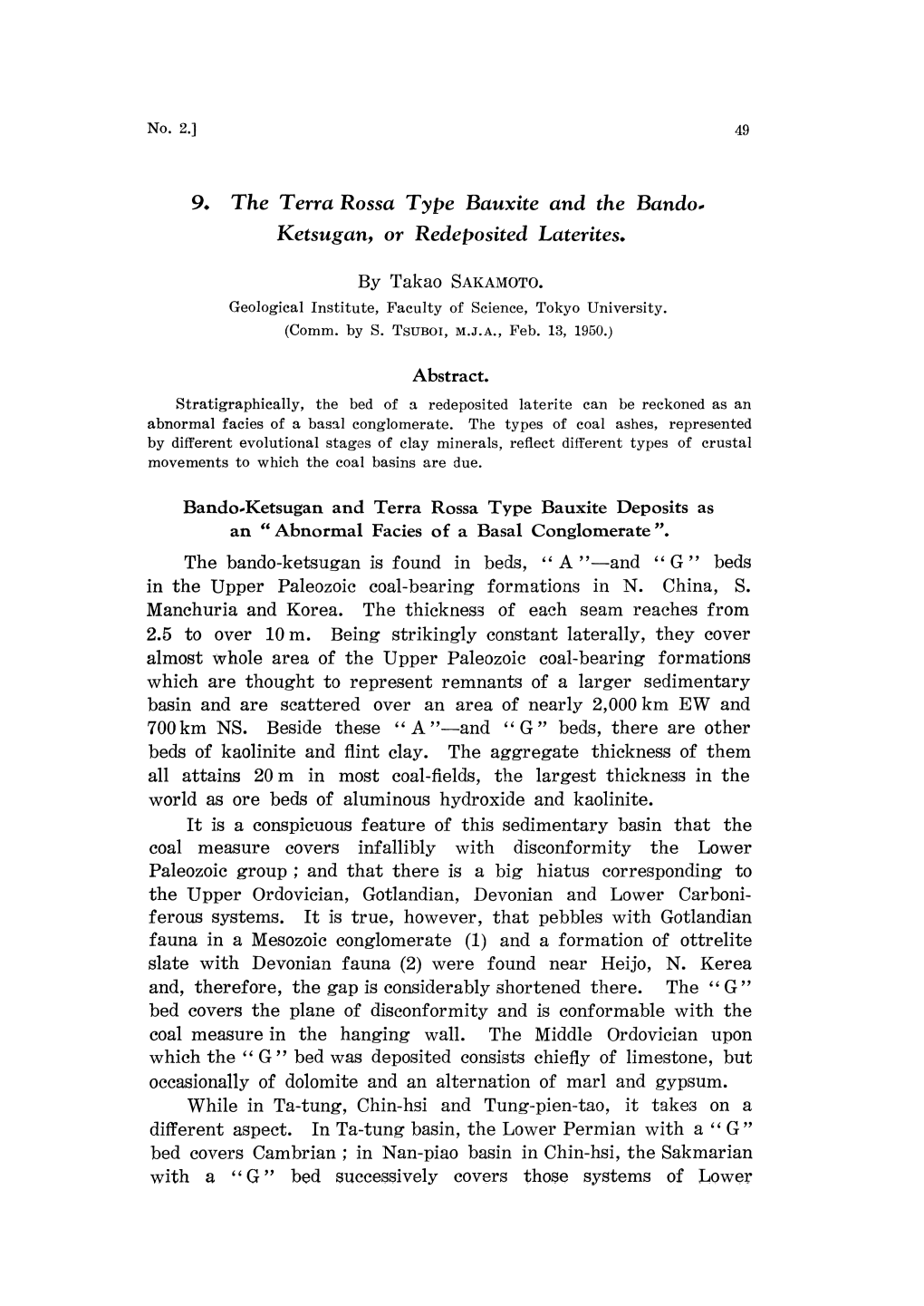 9. the Terra Rossa Type Bauxite and the Bando.. Ketsugan, Or Redeposited Laterites