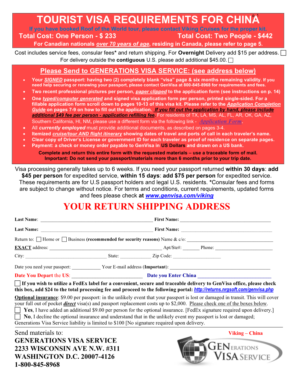 VISA REQUIREMENTS for Chinap