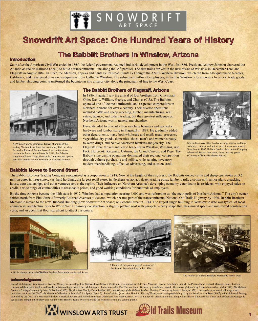 Snowdrift Art Space-Panel 1-The Babbitt Brothers in Winslow