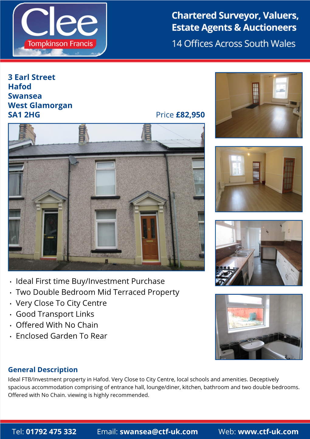 3 Earl Street Hafod Swansea West Glamorgan Price £82,950 SA1 2HG