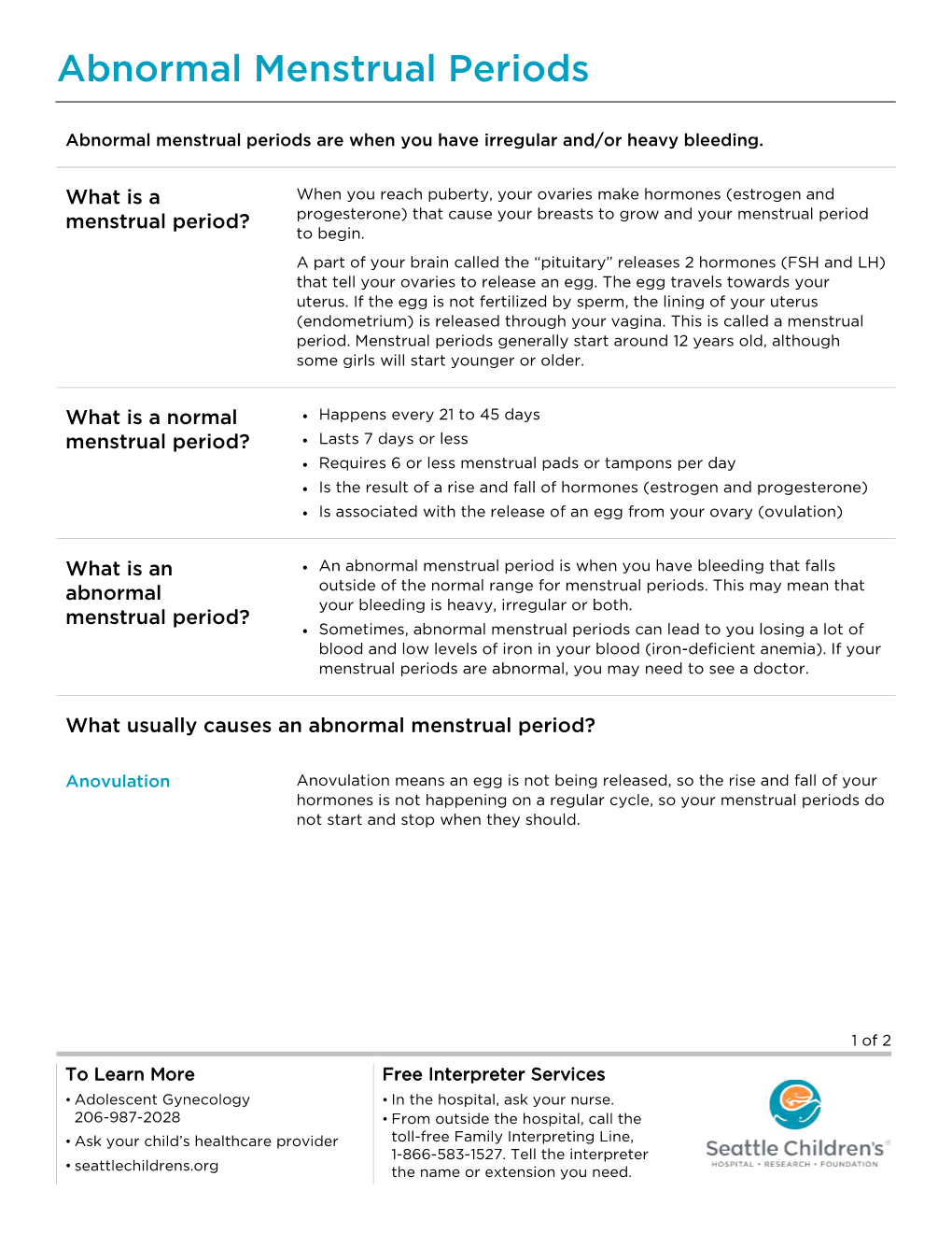 PE2474 Abnormal Menstrual Periods