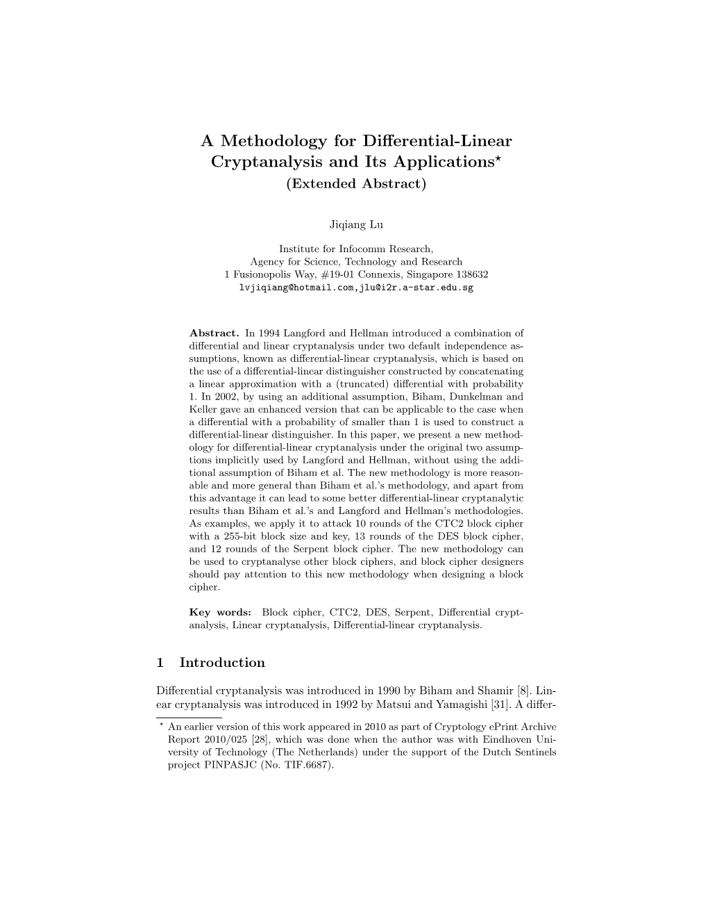 A Methodology for Differential-Linear Cryptanalysis and Its Applications⋆