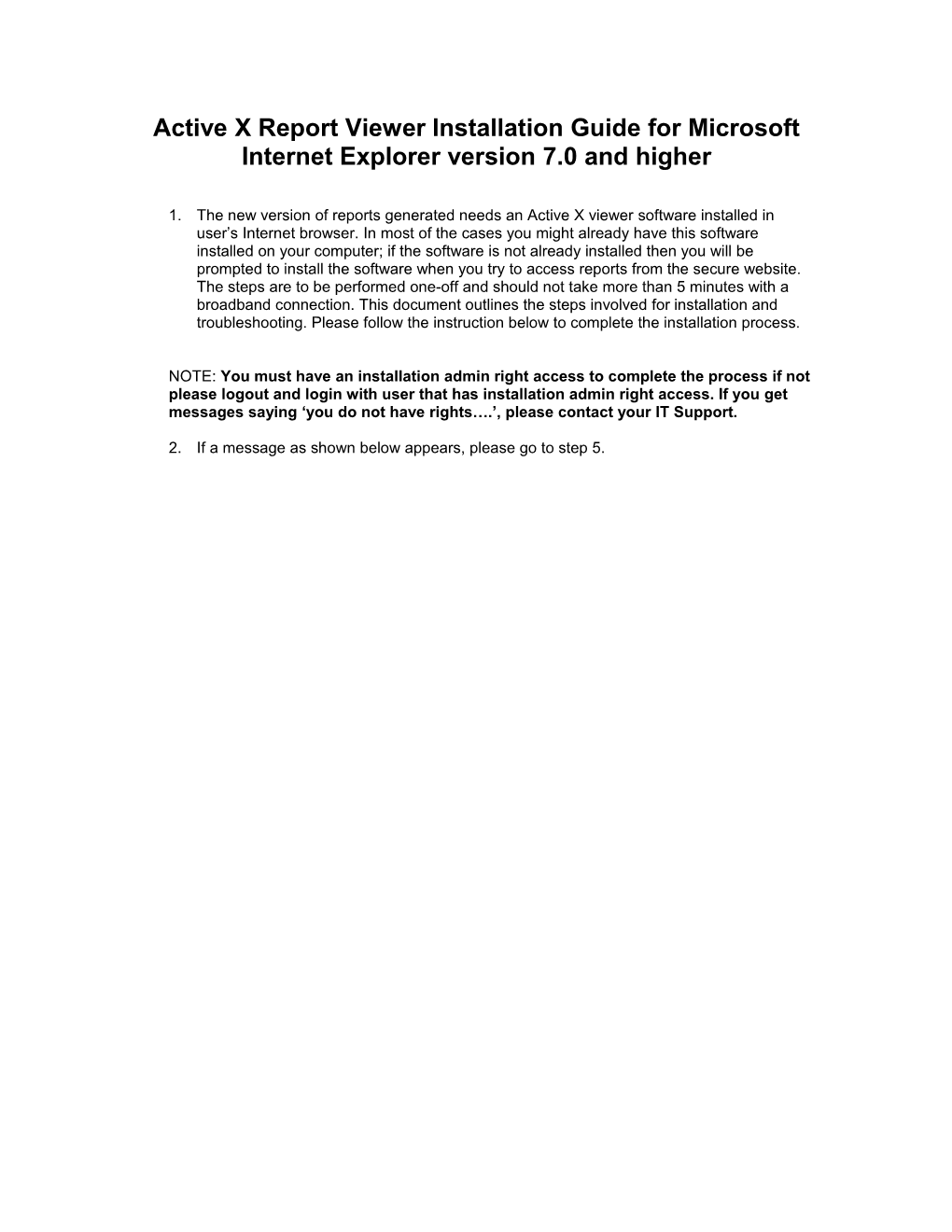 New Crystal Report Active X Installation Guide for Internet Browser