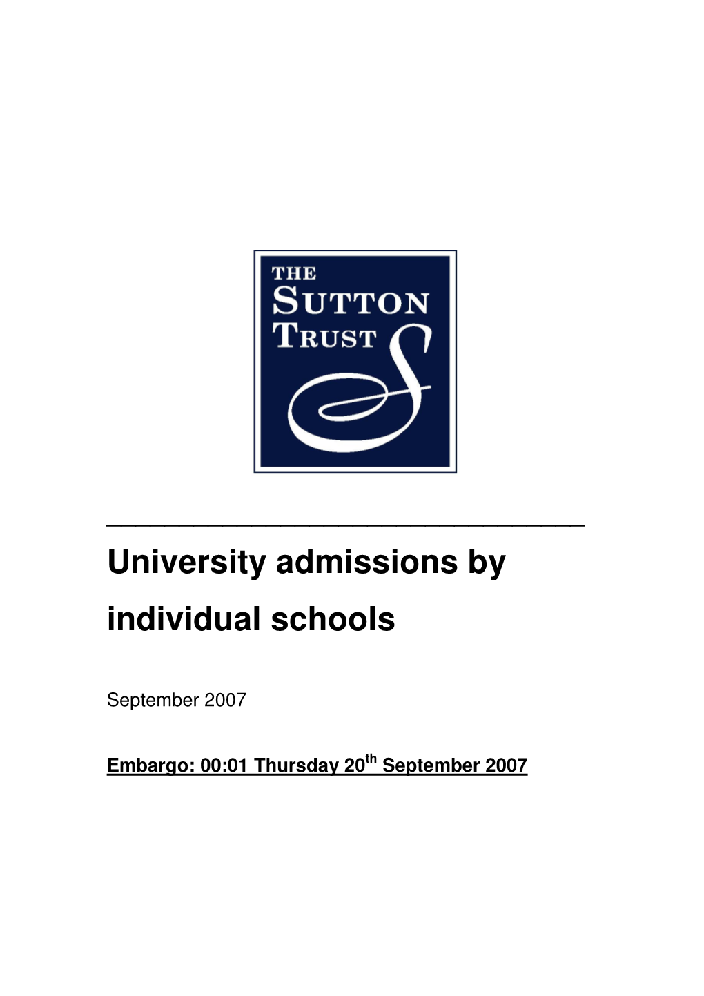University Admissions by Individual Schools