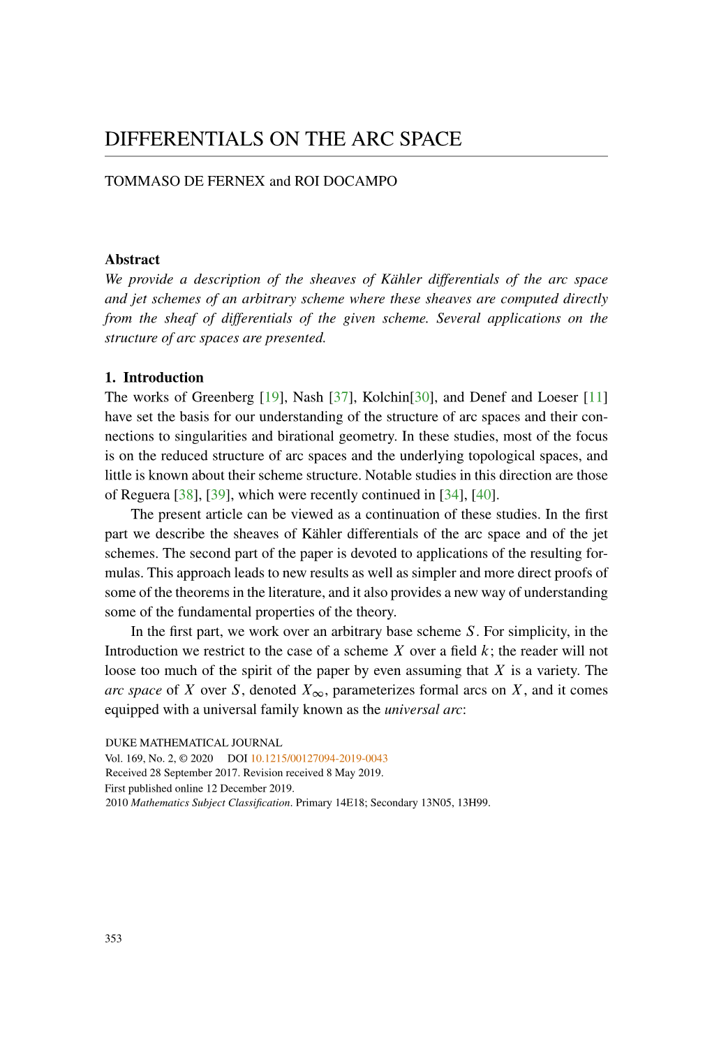 Differentials on the Arc Space