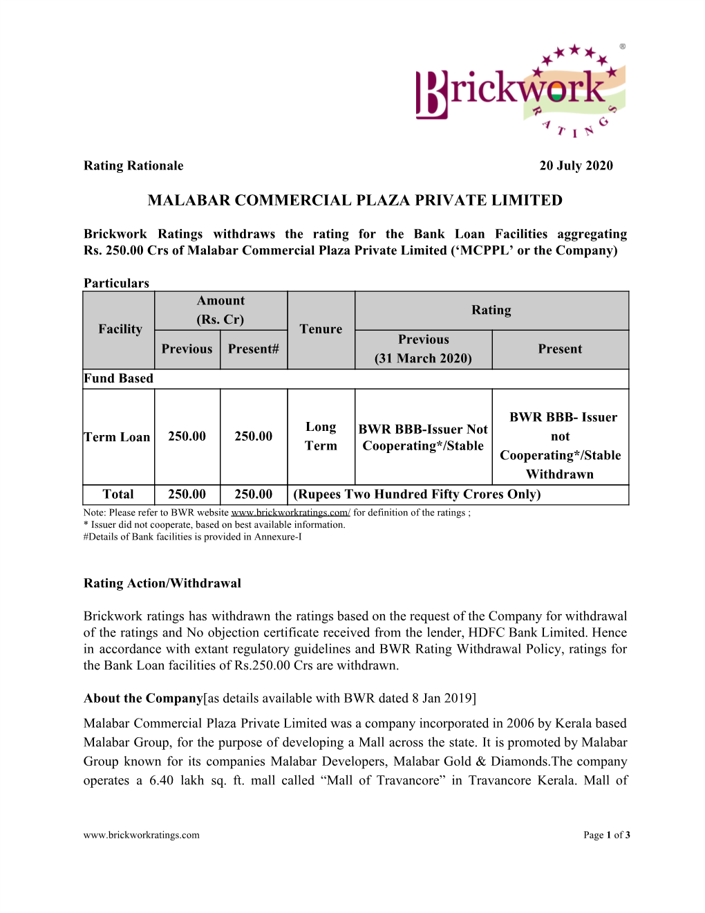 Malabar Commercial Plaza Private Limited