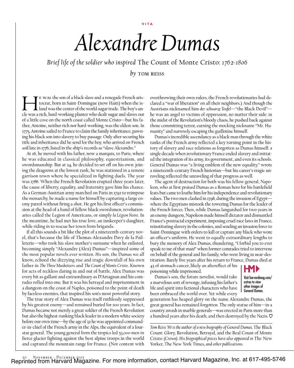 Alexandre Dumas Brief Life of the Soldier Who Inspired the Count of Monte Cristo: 1762-1806 by Tom Reiss