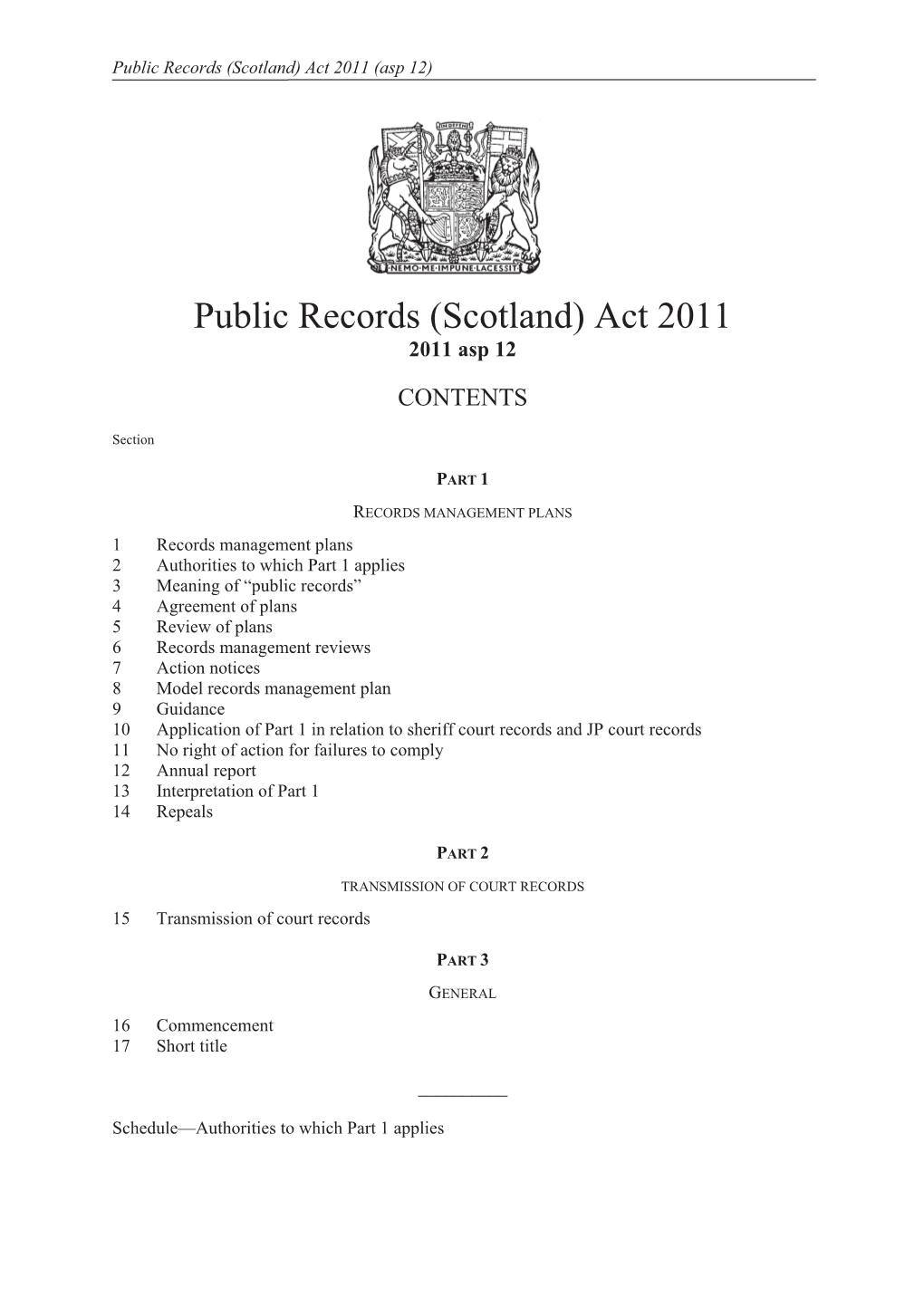 Public Records (Scotland) Act 2011 (Asp 12)