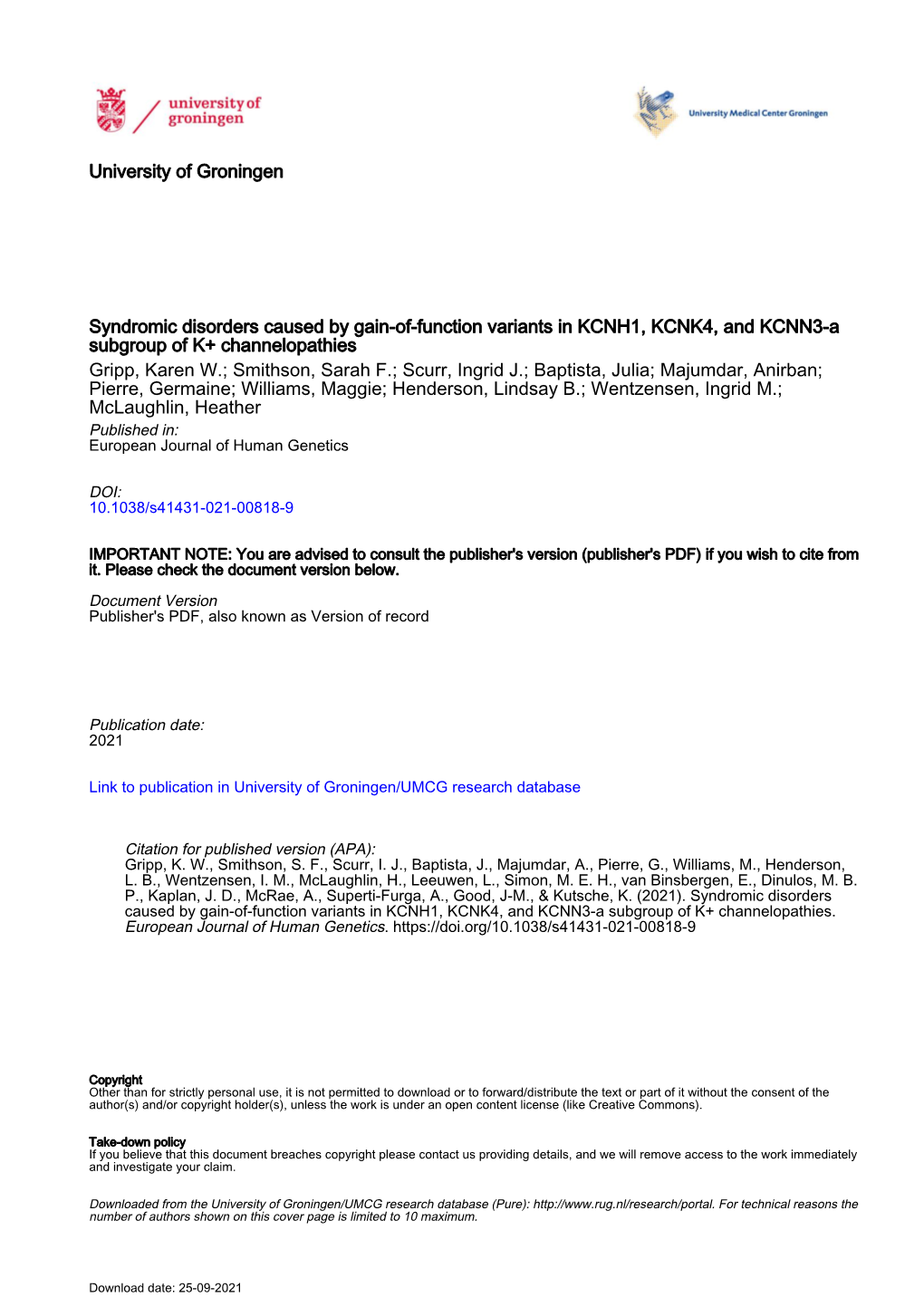 Syndromic Disorders Caused by Gain-Of-Function Variants in KCNH1