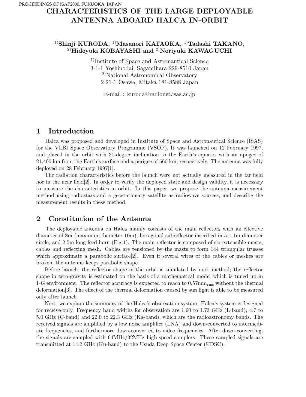 Characteristics of the Large Deployable Antenna Aboard Halca In-Orbit