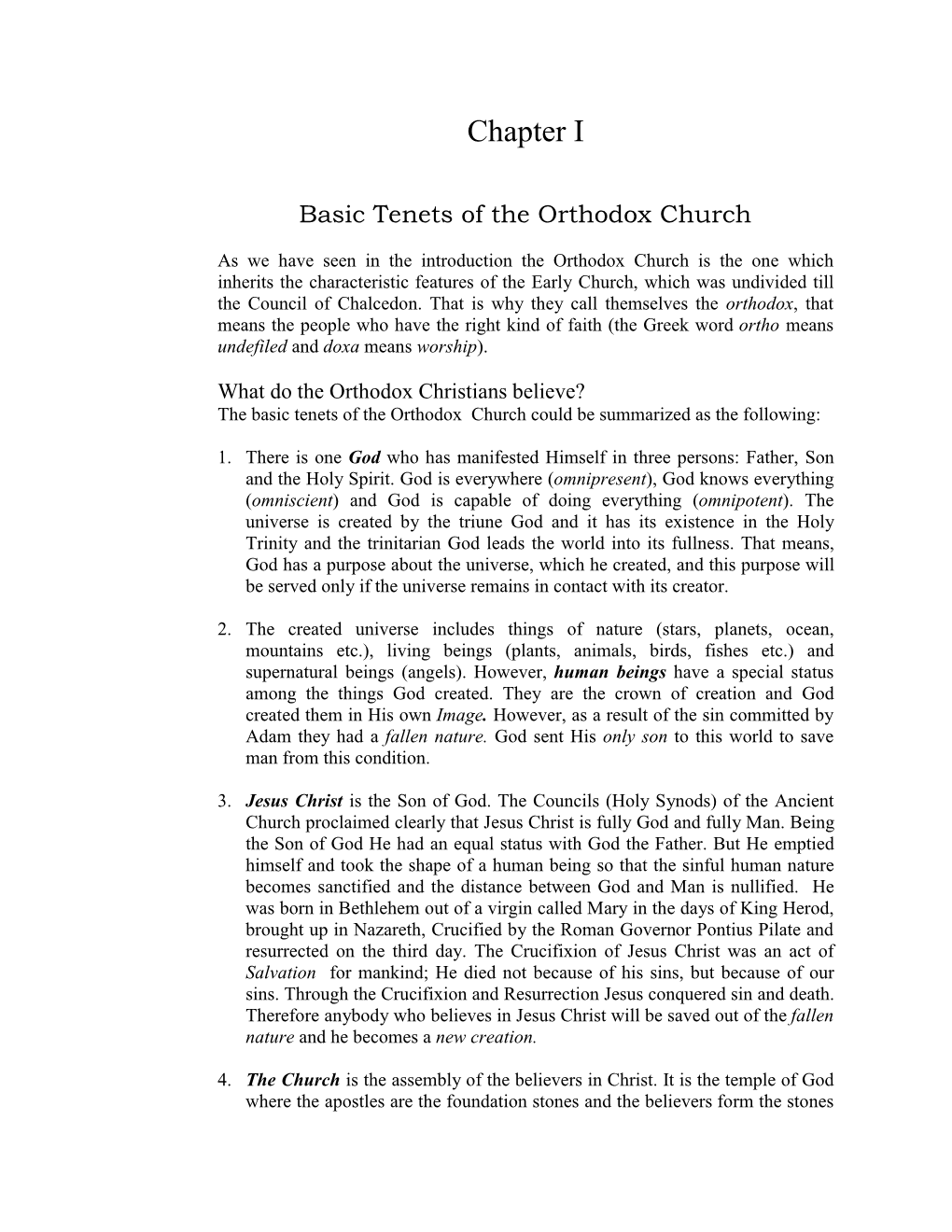 Basic Tenets of the Orthodox Church