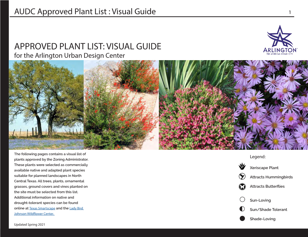 APPROVED PLANT LIST: VISUAL GUIDE for the Arlington Urban Design Center
