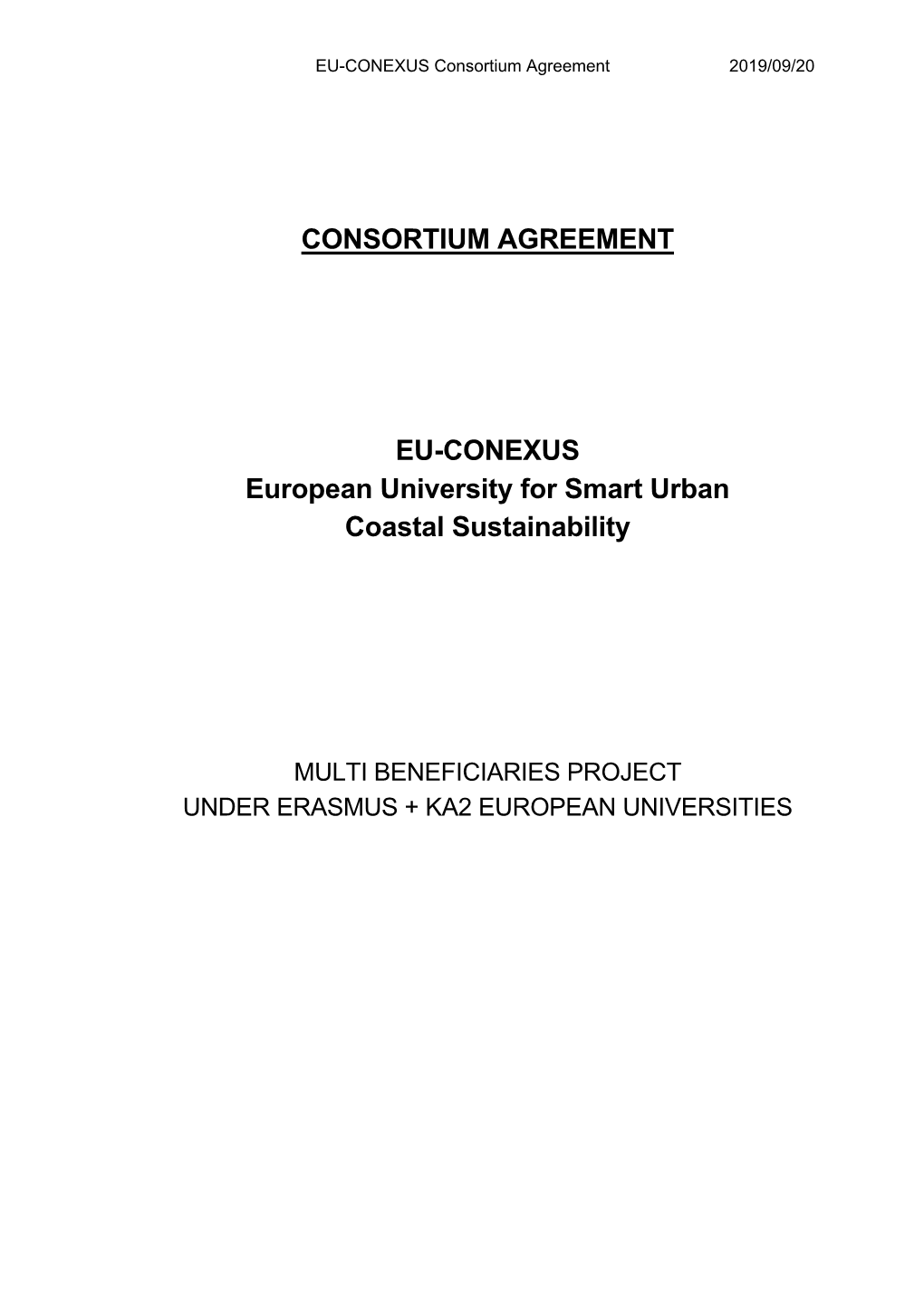 EU-CONEXUS Consortium Agreement 2019/09/20