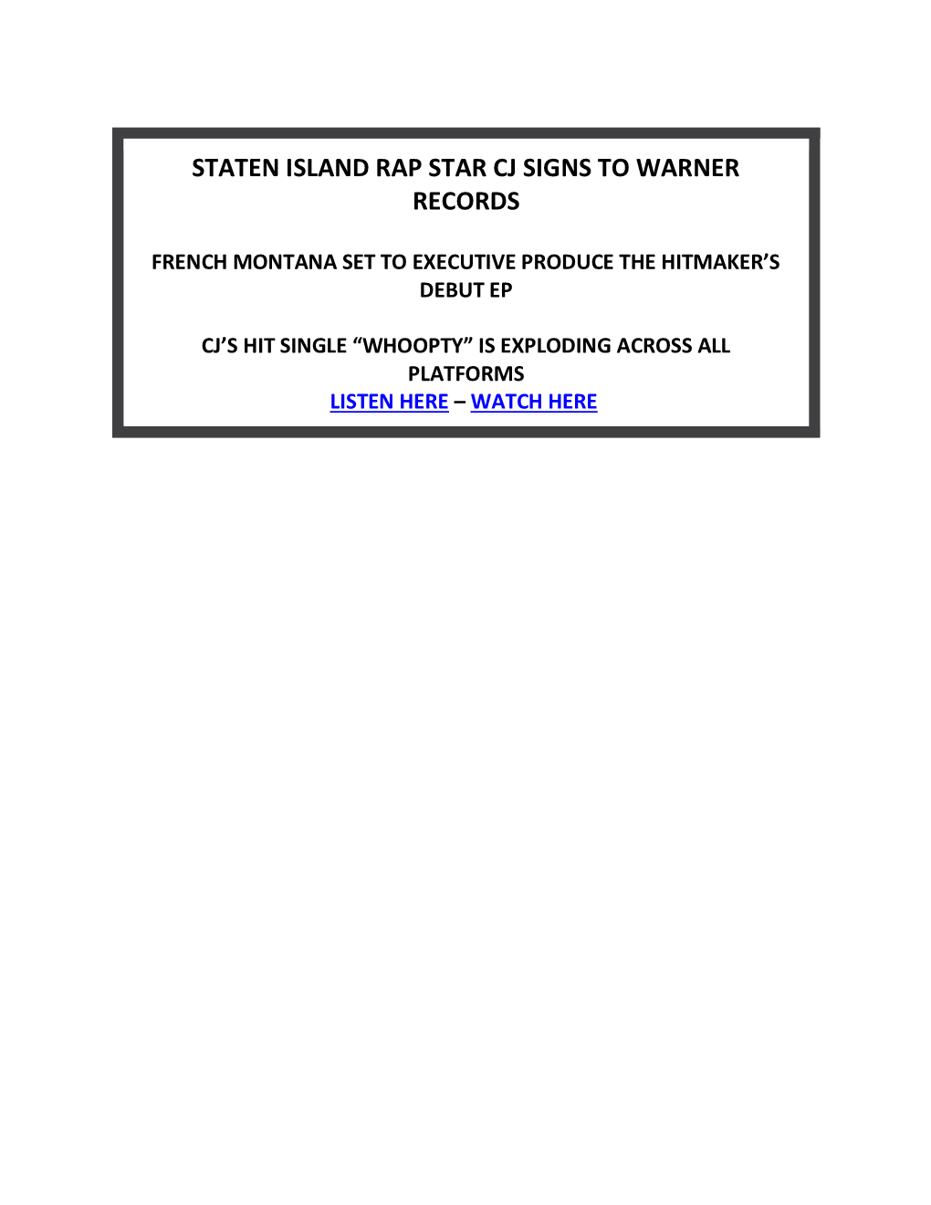 Staten Island Rap Star Cj Signs to Warner Records