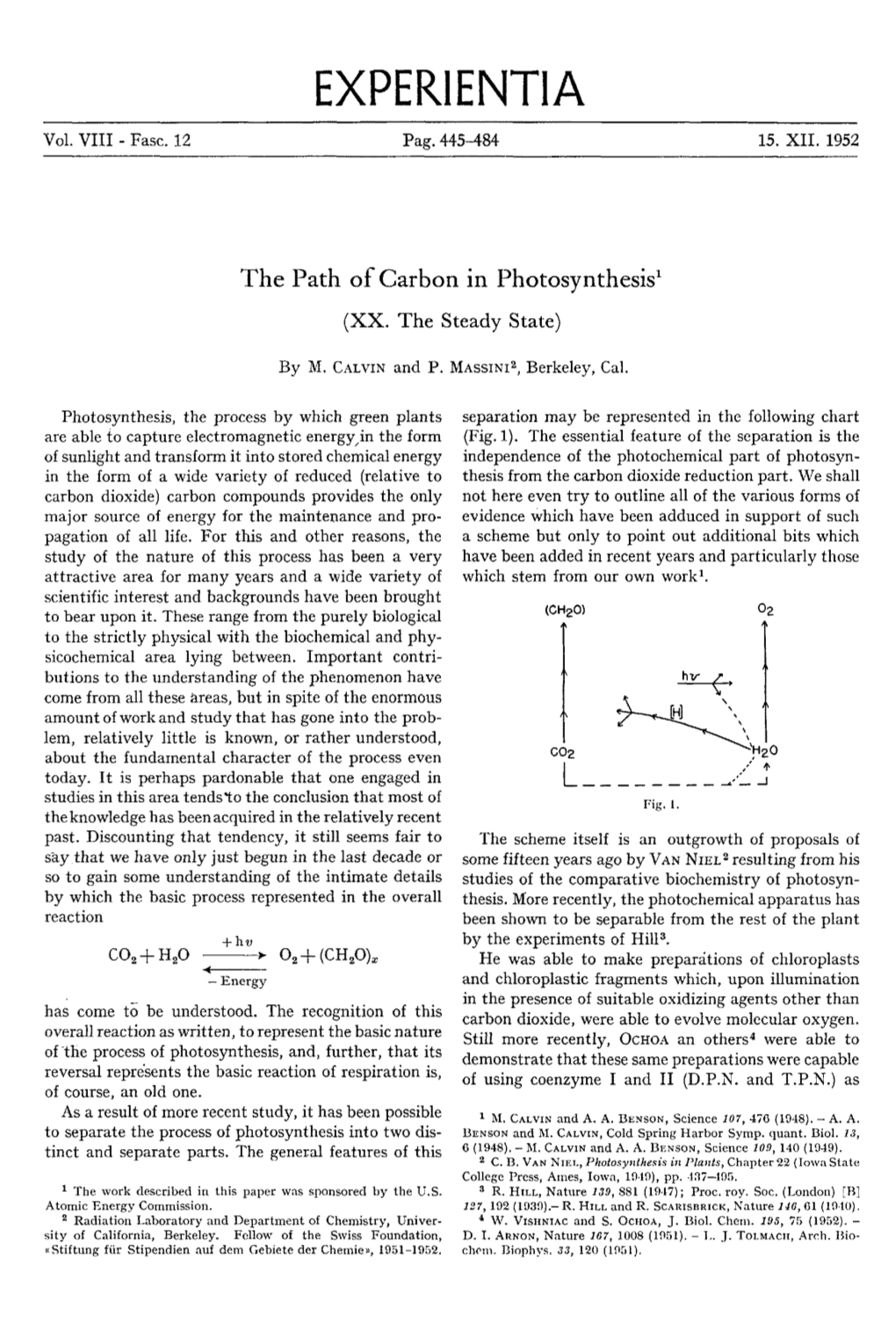 The Path of Carbon in Photosynthesis (XX