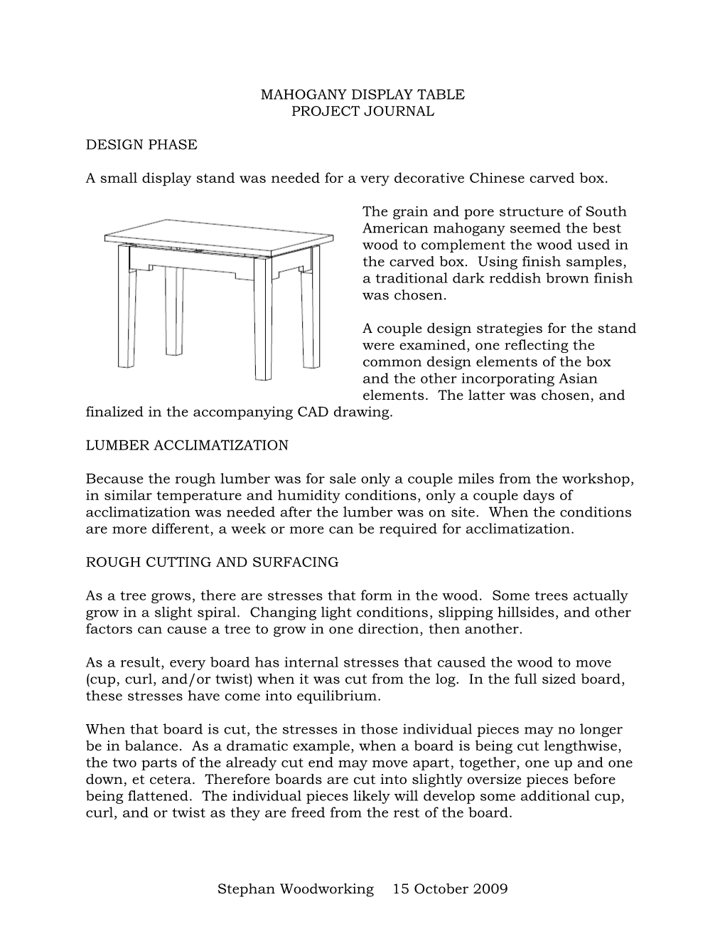 Stephan Woodworking 15 October 2009 MAHOGANY DISPLAY