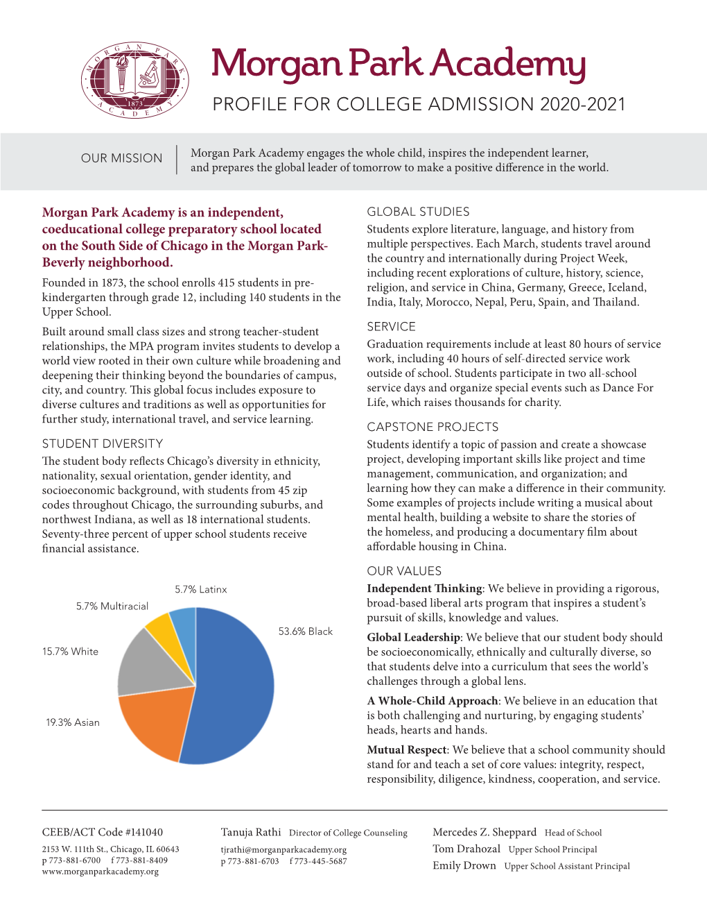 Profile for College Admission 2020-2021   