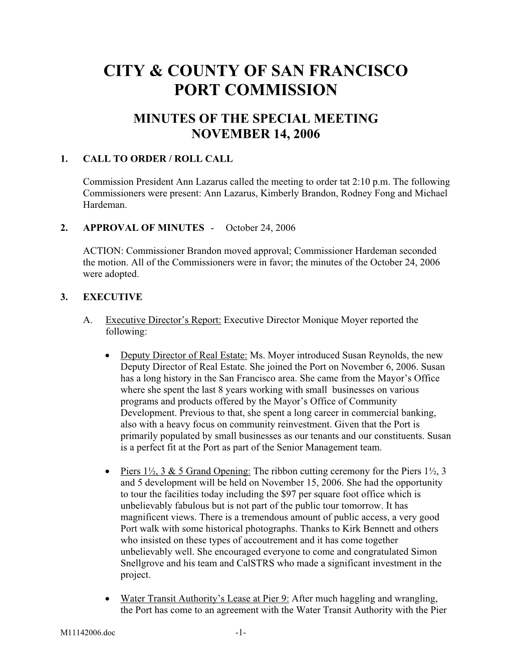 City & County of San Francisco Port Commission