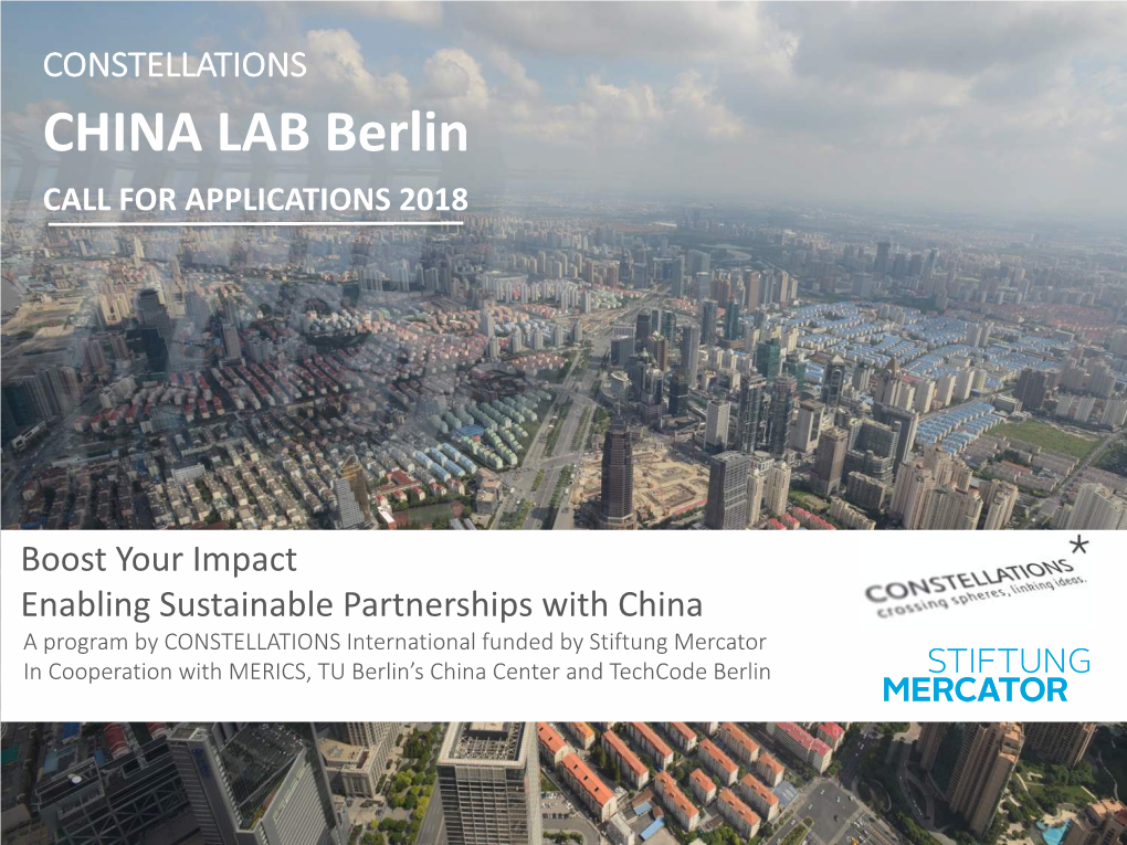 CHINA LAB Berlin CALL for APPLICATIONS 2018