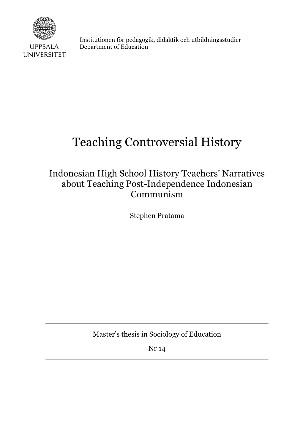 Teaching Controversial History