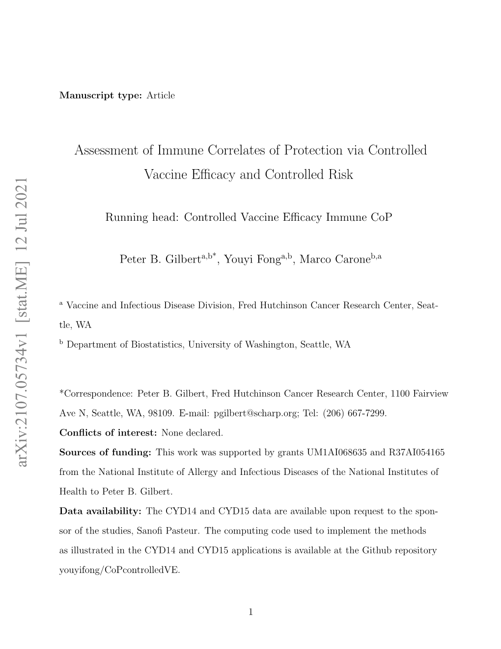 Assessment of Immune Correlates of Protection Via Controlled Vaccine Eﬃcacy and Controlled Risk
